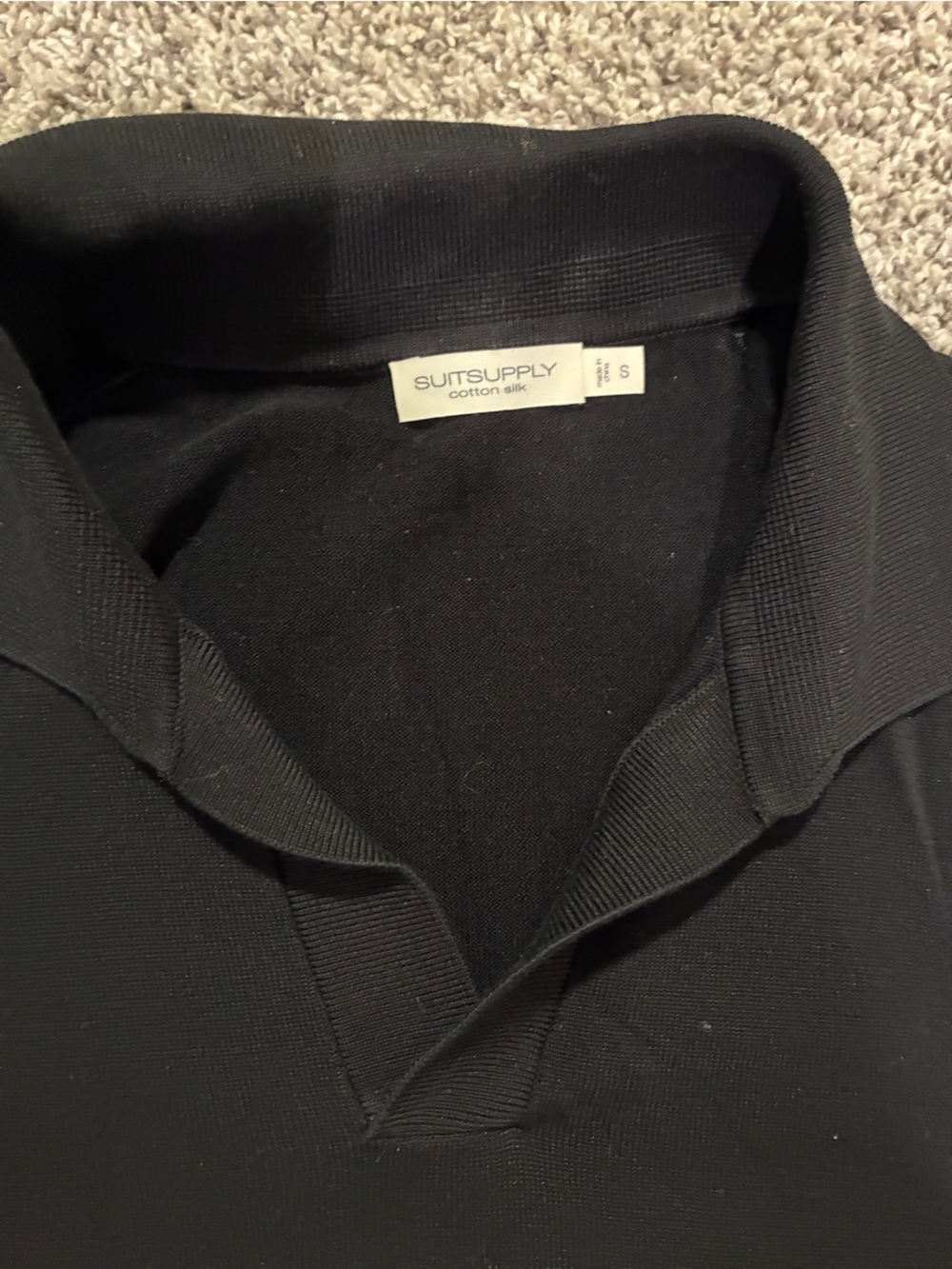 SUITSUPPLY Cotton Silk Polo Black - SMALL - Picture 2 of 3